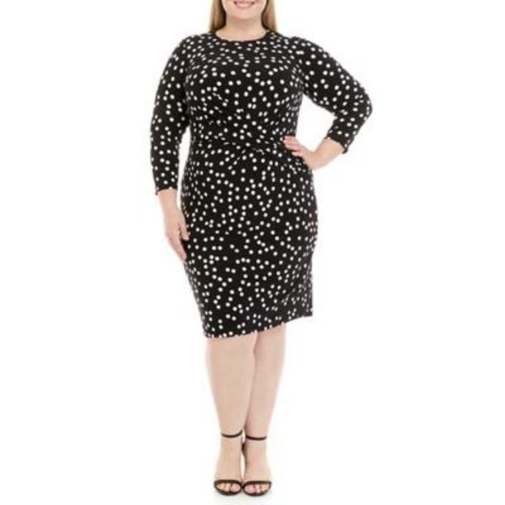 Womens Polka Dot 3/4 Sleeve Cocktail and Party Dress